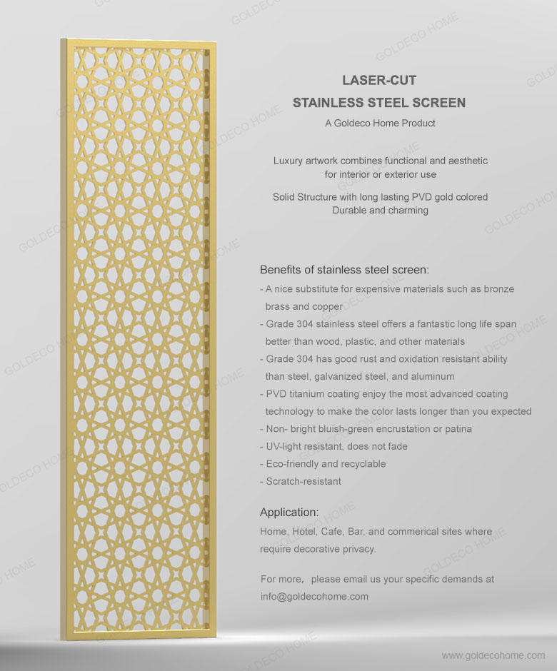 Stainless Steel Screens - Gold
